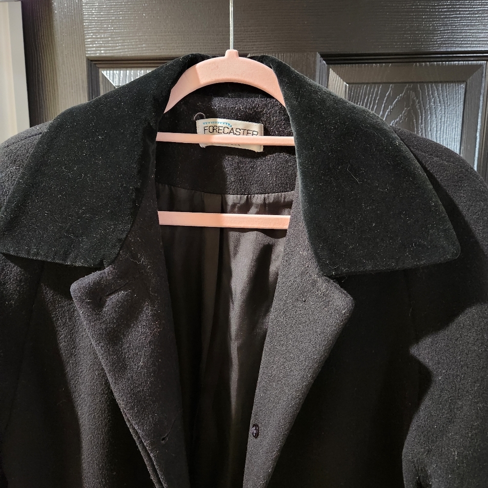 Vtg. Forecaster of Boston Vintage Black 100% Wool Long Coat Jacket Size 4 - Picture 2 of 9